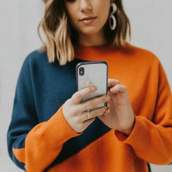 woman using her phone