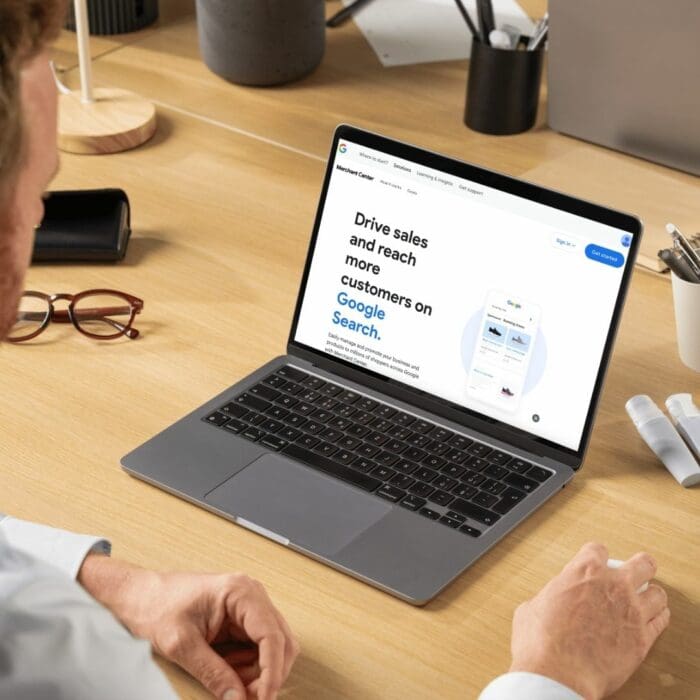Google merchant centre on a laptop