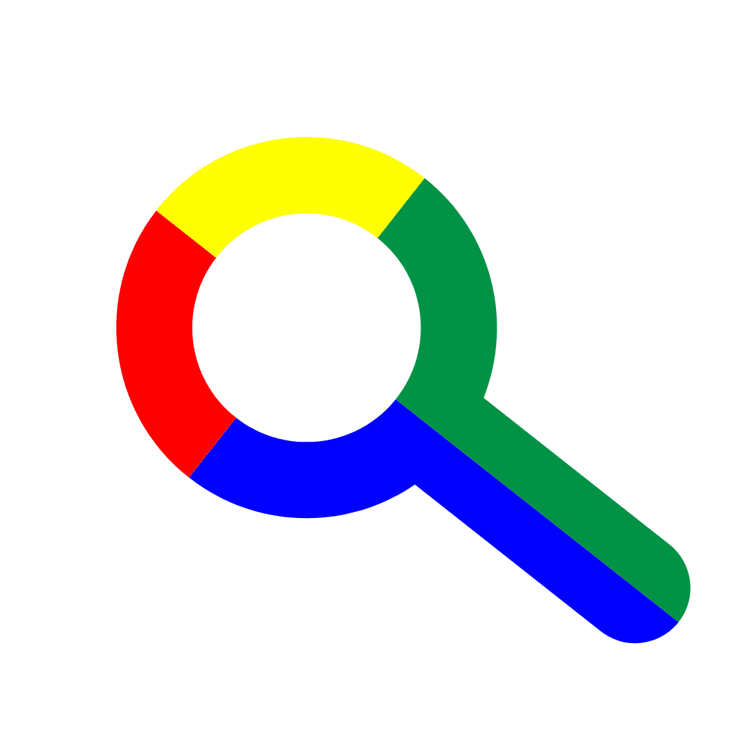 google search magnifying glass with googles colour branding