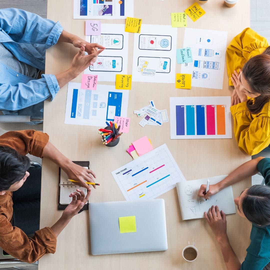 app development / website development, a team working on an app or website