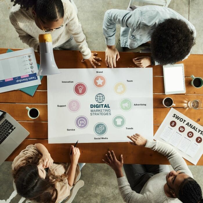 team working on digital marketing