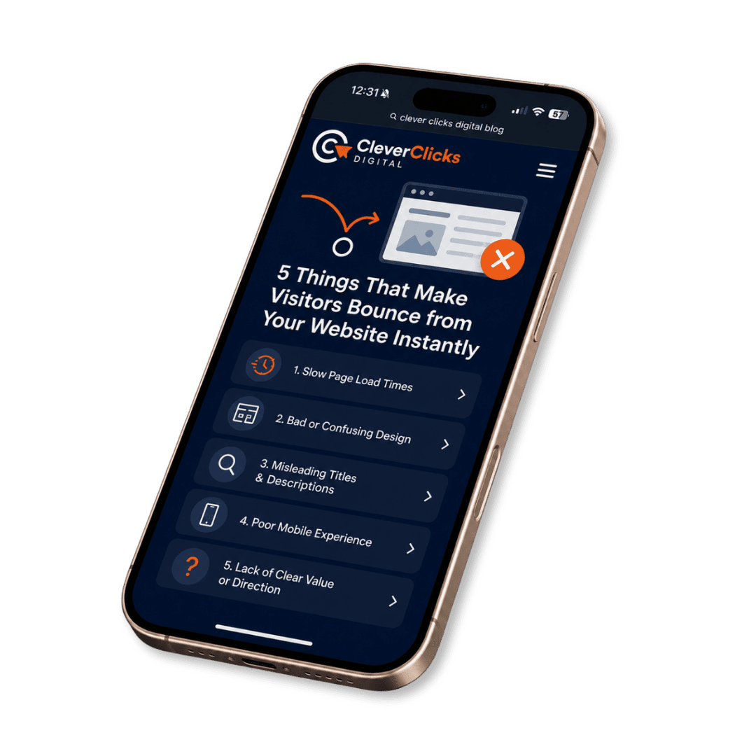 5 Things That Make Visitors Bounce from Your Website Instantly on your mobile graphic